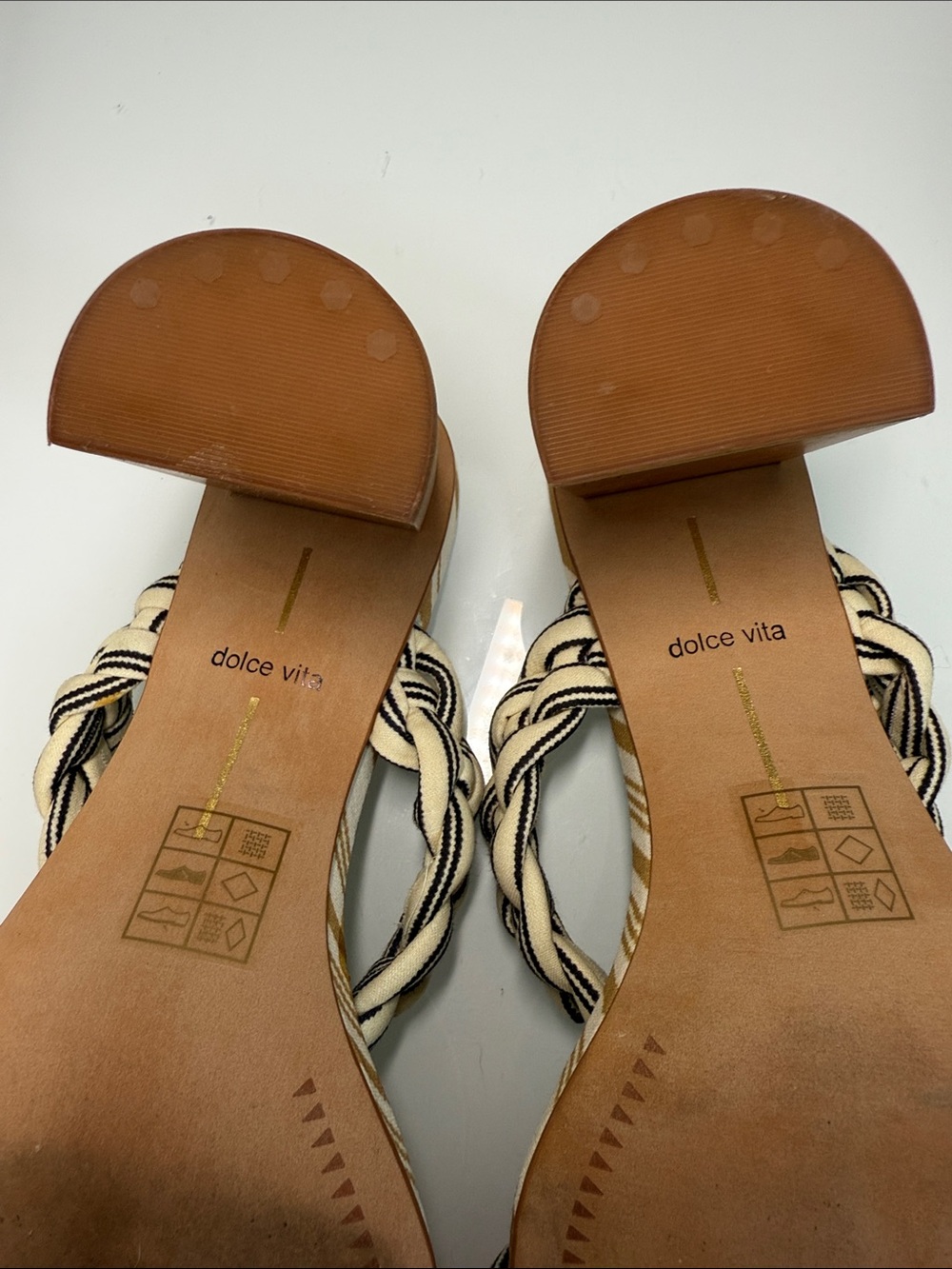 Dolce Vita Paily Braided Block Heel Sandals - Striped Fabric Size 8 - Picture 7 of 8
